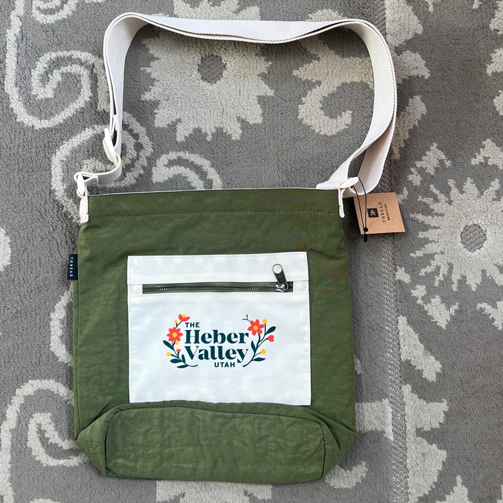 Thread Mini Utility Tote - Heber Valley Utah - Olive Green Canvas Crossbody Tote